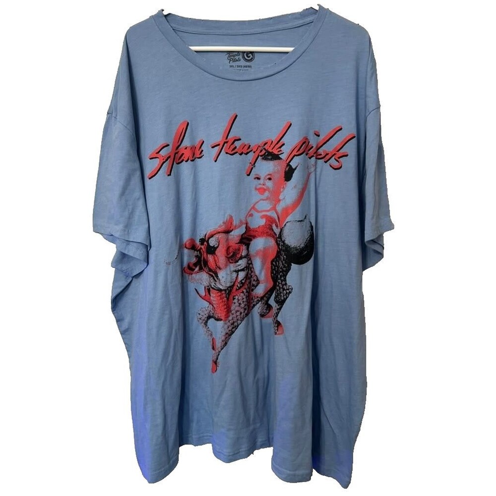 Stone Temple Pilots Shirt Men 3XL Blue Short Sleeve Graphic Concert Band Tee New